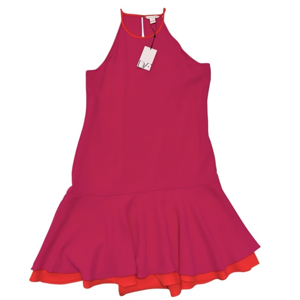 NEW $368 DIANE VON FURSTENBERG KERA COMBO VIVID PINK ORANGE DRESS 6 - Picture 5 of 12